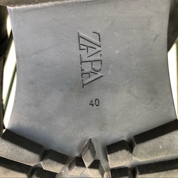 Zara Black Leather Combat Boots with Silver Studded Tongue - Picture 10 of 10